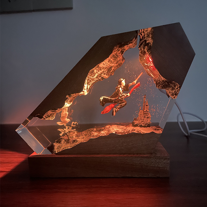 Wood Resin Epoxy Lamp Wizard B - Desk Setup Lamp 评论和价格