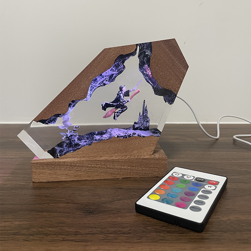 Wood Resin Epoxy Lamp Wizard B - Desk Setup Lamp 评论和价格