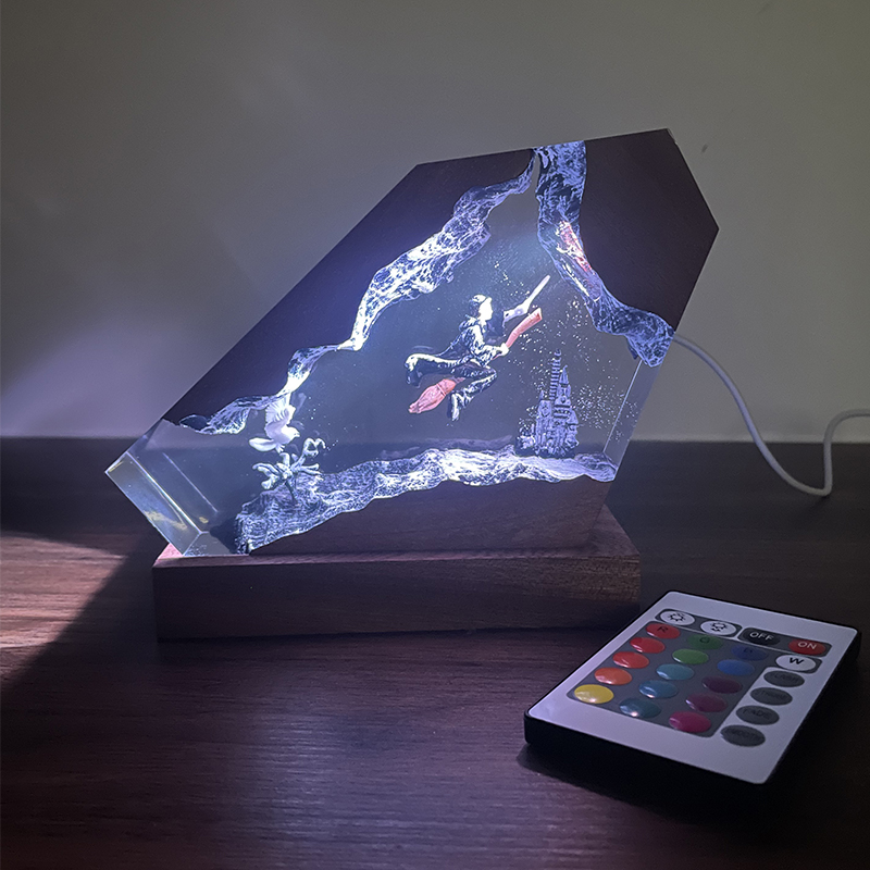 Wood Resin Epoxy Lamp Wizard B - Desk Setup Lamp 评论和价格