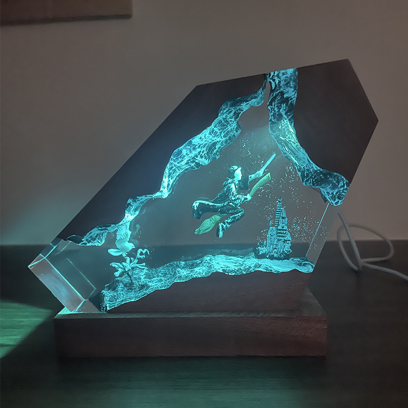 Wood Resin Epoxy Lamp Wizard B - Desk Setup Lamp 评论和价格