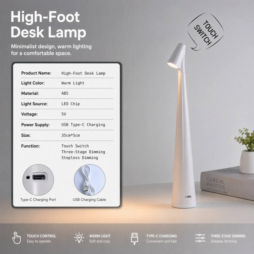 LED Table Lamp USB Charging At - Desk Setup Minimalist 评论和价格